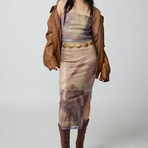 Urban Outfitters Pearl Sequin Tube Top & Midi Skirt Set Medium New with tags